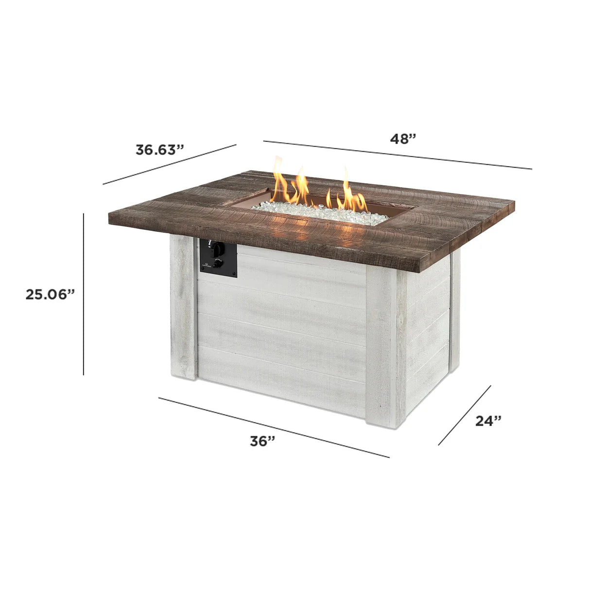 The Outdoor GreatRoom Company Alcott Rectangular Gas Fire Pit Table - ALC‐1224