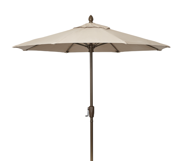 FiberBuilt Market Umbrella with Crank Lift, 7.5 Foot Antique Beige Marine Grade Canopy and Champagne Bronze Pole - 7MCRCB-8600