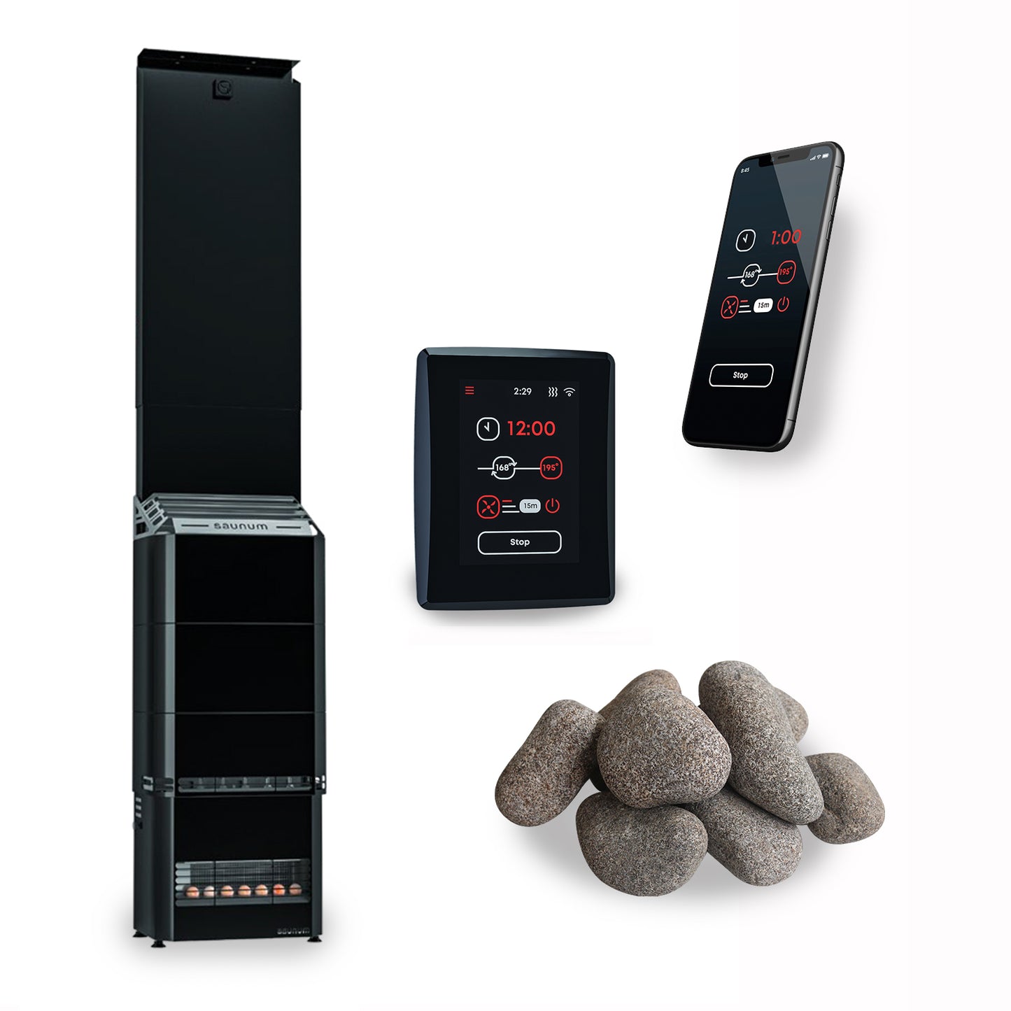 Saunum Air 5 Sauna Heater Package Air Series 4.8kW Sauna Heater Package Black