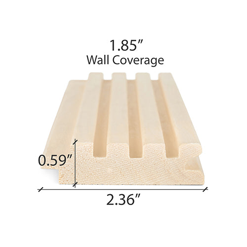 PROSAUNAS Aspen Sauna Wall Cladding Groove-S 1" x 3" Tongue & Groove Fluted Slat