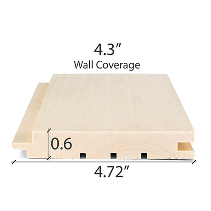 PROSAUNAS Aspen Sauna Wall Cladding 1x5 (15mm x 120mm) Tongue & Groove Nickel-Gap STS4 Profile
