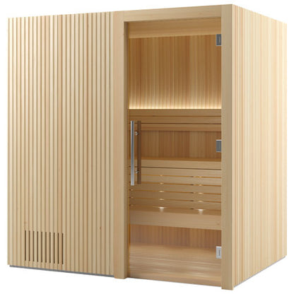 Auroom Libera Wood Indoor Sauna Kit – Elegant Vertical Wood Design (Up to 6 Persons)