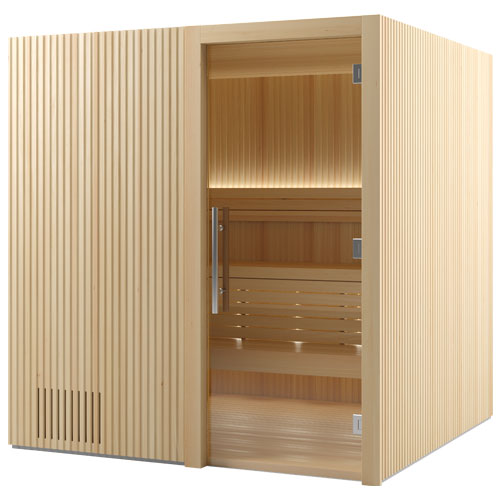 Auroom Libera Wood Indoor Sauna Kit – Elegant Vertical Wood Design (Up to 6 Persons)