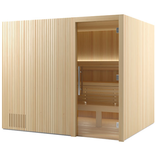 Auroom Libera Wood Indoor Sauna Kit – Elegant Vertical Wood Design (Up to 6 Persons)
