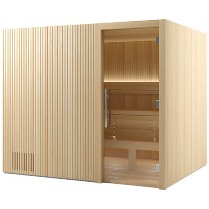 Auroom Libera Wood Indoor Sauna Kit – Elegant Vertical Wood Design (Up to 6 Persons)