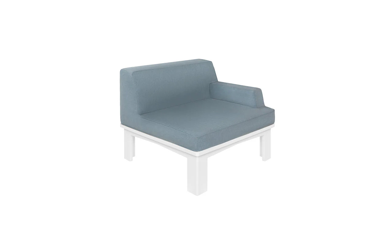 Ledge Lounger Mainstay Sectional Left Armchair (Available in 8 Resin Colors & 19 Fabrics) - LL-MS-S-LA-SET-WH-STD-4636