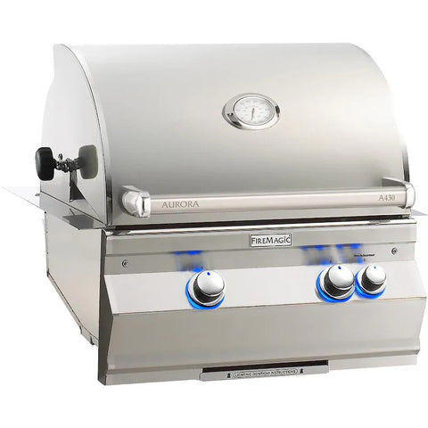 Image of Fire Magic A430i 24" Built-In Grill with Analog Thermometer, Backburner & Rotisserie Kit