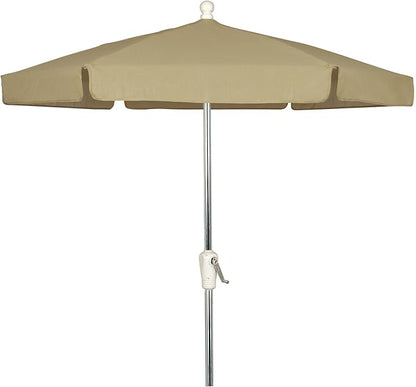 FiberBuilt Garden Umbrella with Crank Lift, 7.5 Foot Beige Canopy and Bright Aluminum Pole - 7GCRA-Beige