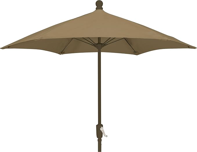 FiberBuilt Patio Umbrella with Crank Lift, 7.5 Foot Beige Canopy and Champagne Bronze Pole - 7HCRCB-Beige