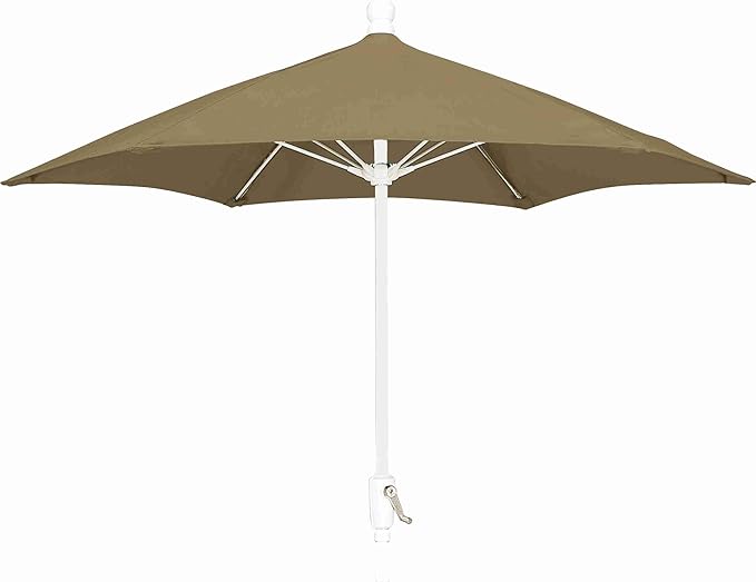 FiberBuilt Patio Umbrella with Crank Lift, 7.5 Foot Navy Blue Canopy and White Pole - 7HCRW-Navy Blue