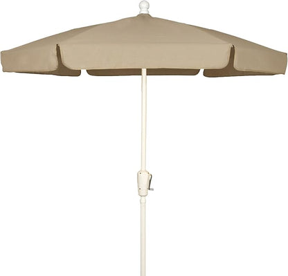 FiberBuilt Garden Umbrella with Crank Lift, 7.5 Foot Navy Blue Canopy and White Pole - 7GCRW-Navy Blue