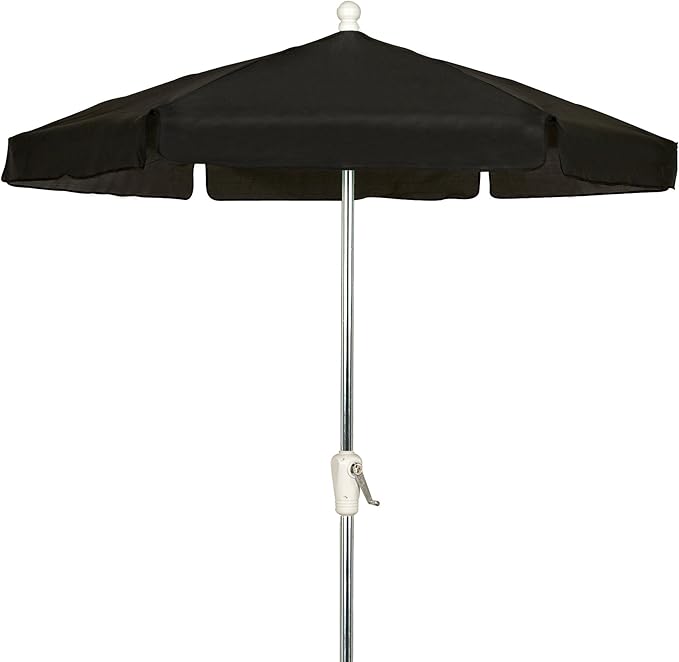FiberBuilt Garden Umbrella with Crank Lift, 7.5 Foot Beige Canopy and Bright Aluminum Pole - 7GCRA-Beige