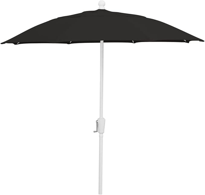 FiberBuilt Patio Umbrella with Crank Lift, 7.5 Foot Navy Blue Canopy and White Pole - 7HCRW-Navy Blue