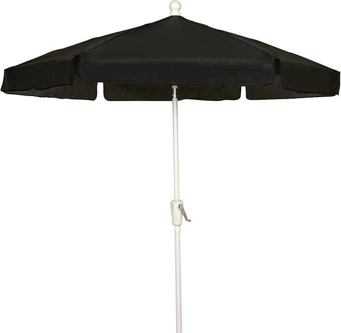 FiberBuilt Garden Umbrella with Crank Lift, 7.5 Foot Navy Blue Canopy and White Pole - 7GCRW-Navy Blue