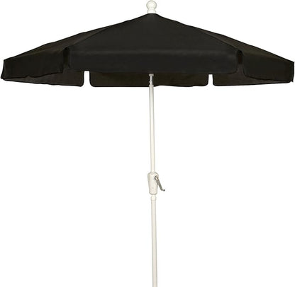 FiberBuilt Garden Umbrella with Crank Lift, 7.5 Foot Navy Blue Canopy and White Pole - 7GCRW-Navy Blue
