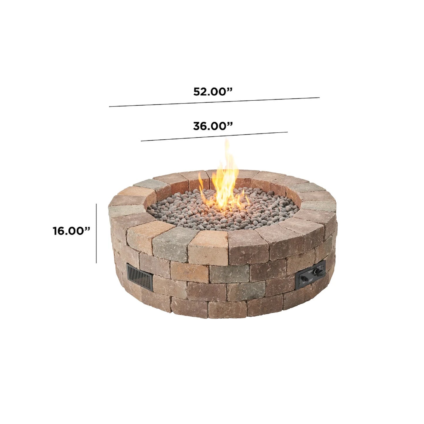 The Outdoor GreatRoom Company Bronson Block Round Gas Fire Pit Kit - BRON52-K