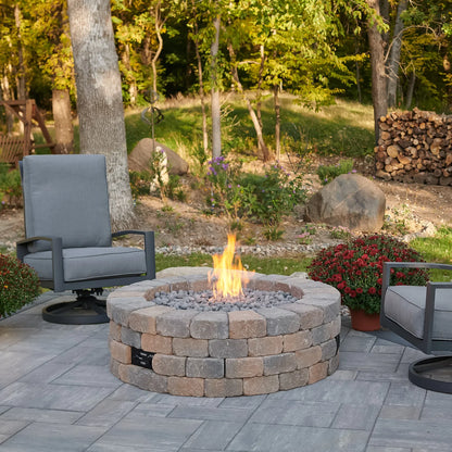 The Outdoor GreatRoom Company Bronson Block Round Gas Fire Pit Kit - BRON52-K