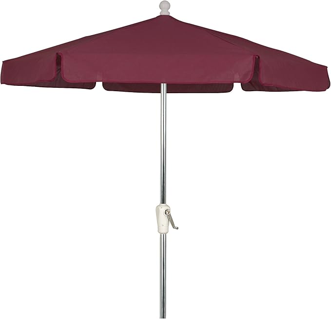 FiberBuilt Garden Umbrella with Crank Lift, 7.5 Foot Beige Canopy and Bright Aluminum Pole - 7GCRA-Beige