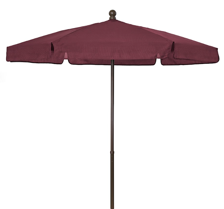 FiberBuilt Garden Umbrella with Push Up & Pin Lift, 7.5 Foot Burgundy Canopy and Champagne Bronze Pole - 7GPUCB-Burgundy