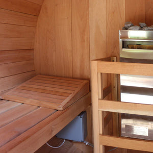 Scandia Electric Barrel Sauna with Canopy - 6'W x 5'D x 6'H - Glass - BS65-CGD