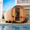 Scandia Electric Barrel Sauna with Canopy - 6'W x 5'D x 6'H - Glass - BS65-CGD