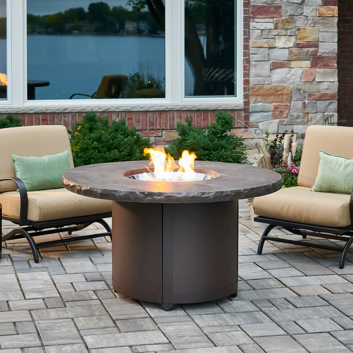 The Outdoor GreatRoom Company Marbleized Noche Beacon Round Gas Fire Pit Table - BC-20-MNB