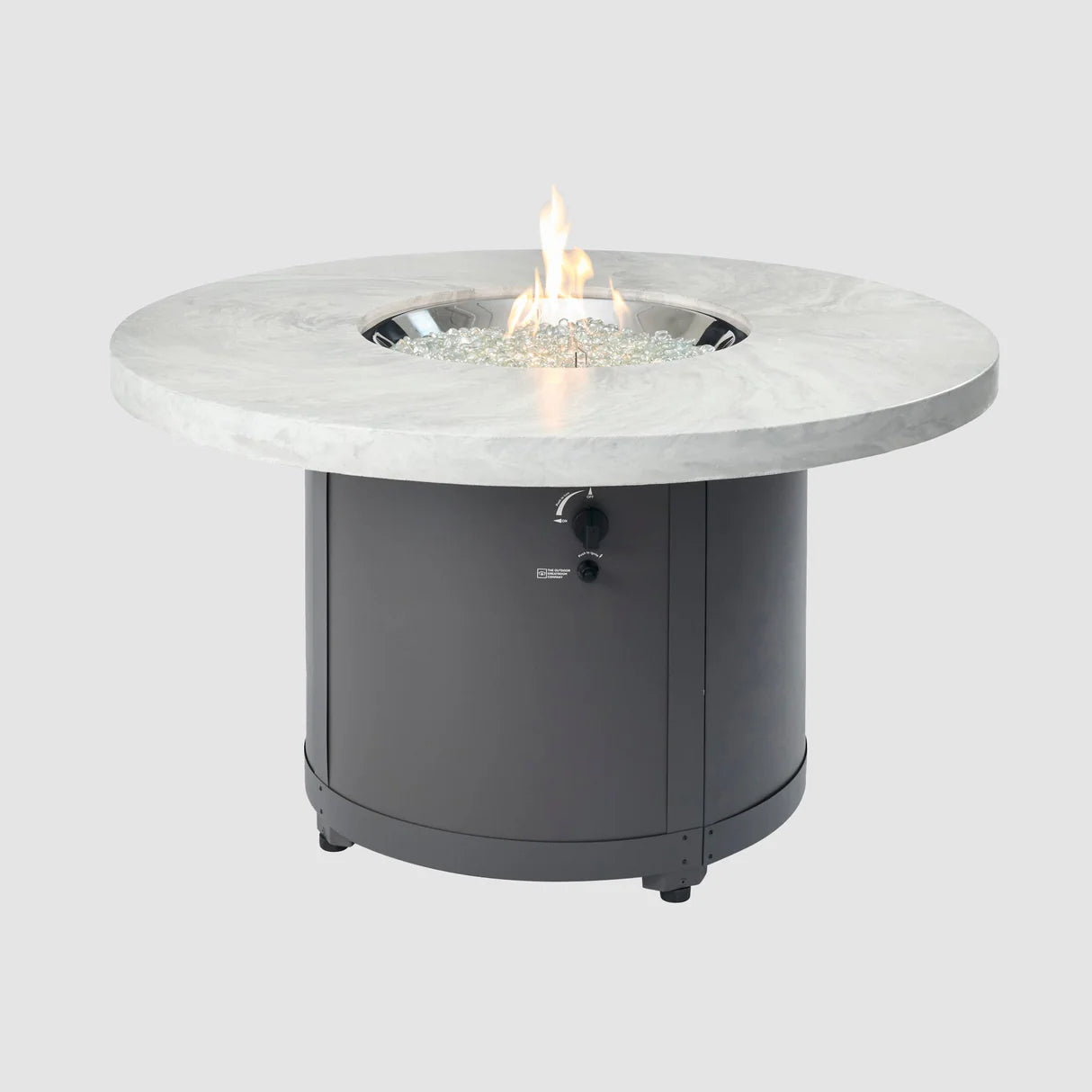 The Outdoor GreatRoom Company White Onyx Beacon Round Gas Fire Pit Table - BC-20-WO