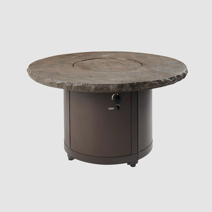 The Outdoor GreatRoom Company Marbleized Noche Beacon Round Gas Fire Pit Table - BC-20-MNB