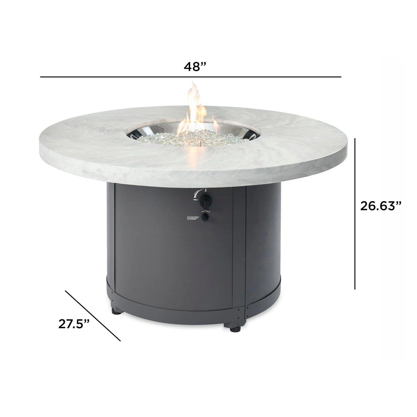 The Outdoor GreatRoom Company White Onyx Beacon Round Gas Fire Pit Table - BC-20-WO
