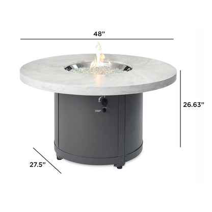 The Outdoor GreatRoom Company White Onyx Beacon Round Gas Fire Pit Table - BC-20-WO