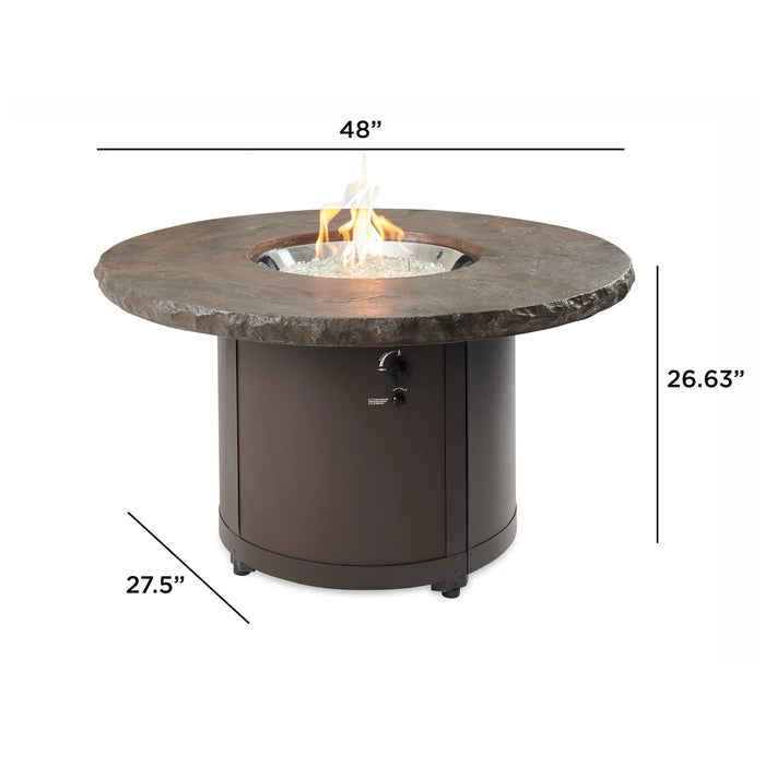 The Outdoor GreatRoom Company Marbleized Noche Beacon Round Gas Fire Pit Table - BC-20-MNB