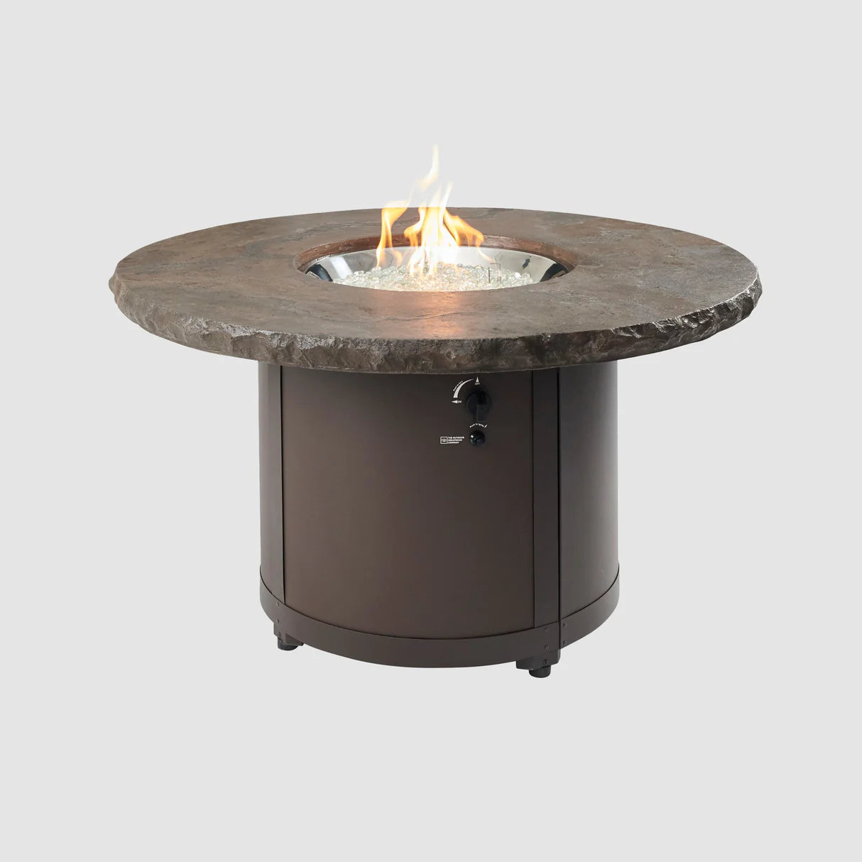 The Outdoor GreatRoom Company Marbleized Noche Beacon Round Gas Fire Pit Table - BC-20-MNB