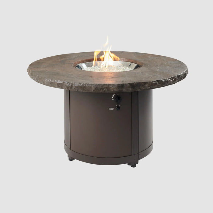 The Outdoor GreatRoom Company Marbleized Noche Beacon Round Gas Fire Pit Table - BC-20-MNB