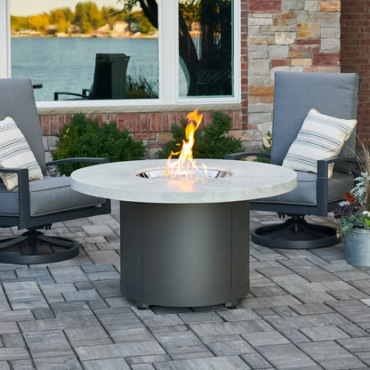 The Outdoor GreatRoom Company White Onyx Beacon Round Gas Fire Pit Table - BC-20-WO