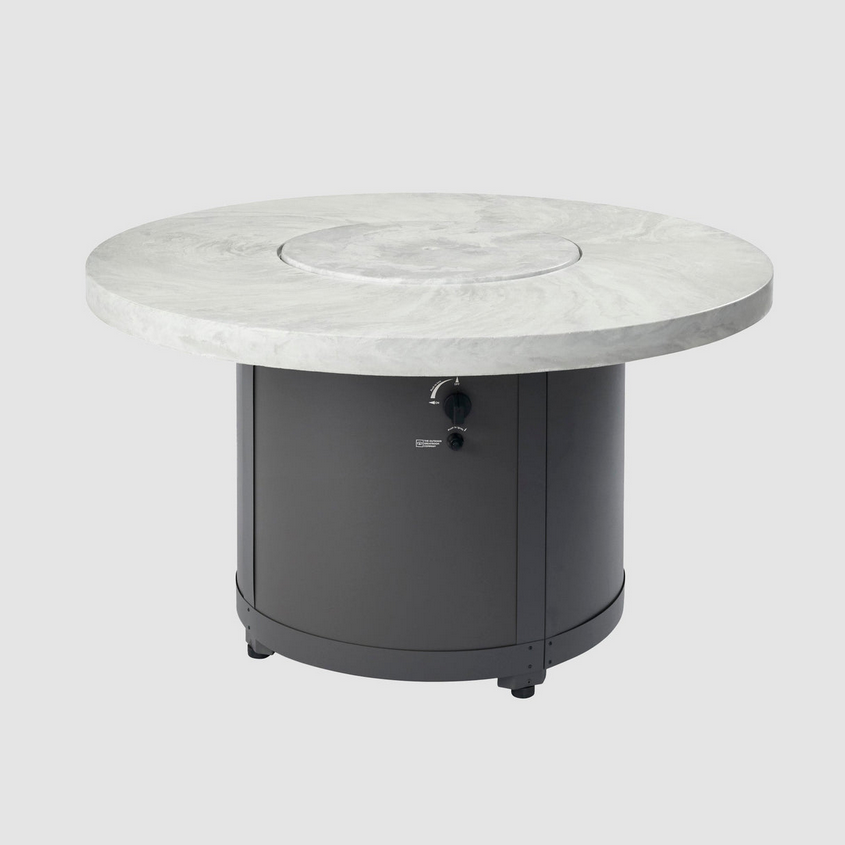 The Outdoor GreatRoom Company White Onyx Beacon Round Gas Fire Pit Table - BC-20-WO
