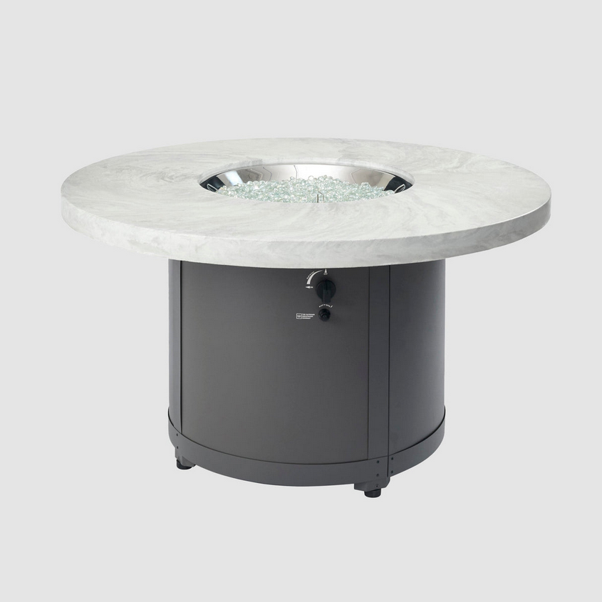 The Outdoor GreatRoom Company White Onyx Beacon Round Gas Fire Pit Table - BC-20-WO