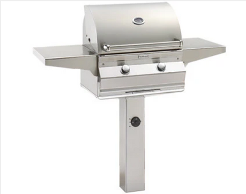 Image of Fire Magic Choice C430s 24" Patio Post Mount Grill with Analog Thermometer and 1-Hour Timer on Post