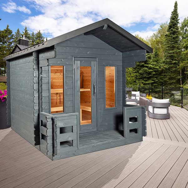 LeisureCraft CT Georgian Cabin Electric-Heated Sauna with Porch – CTC88PE