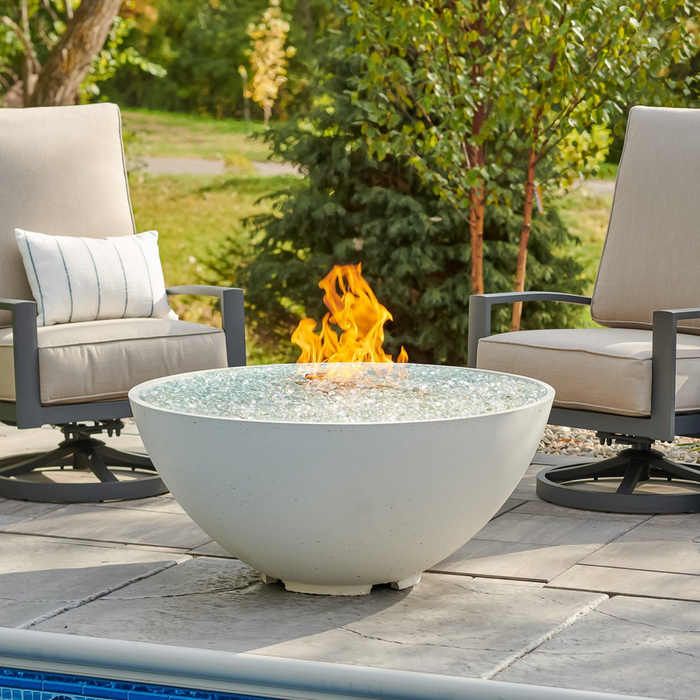 The Outdoor GreatRoom Company White Cove Edge 42" Round Gas Fire Pit Bowl - CV-30EWHT