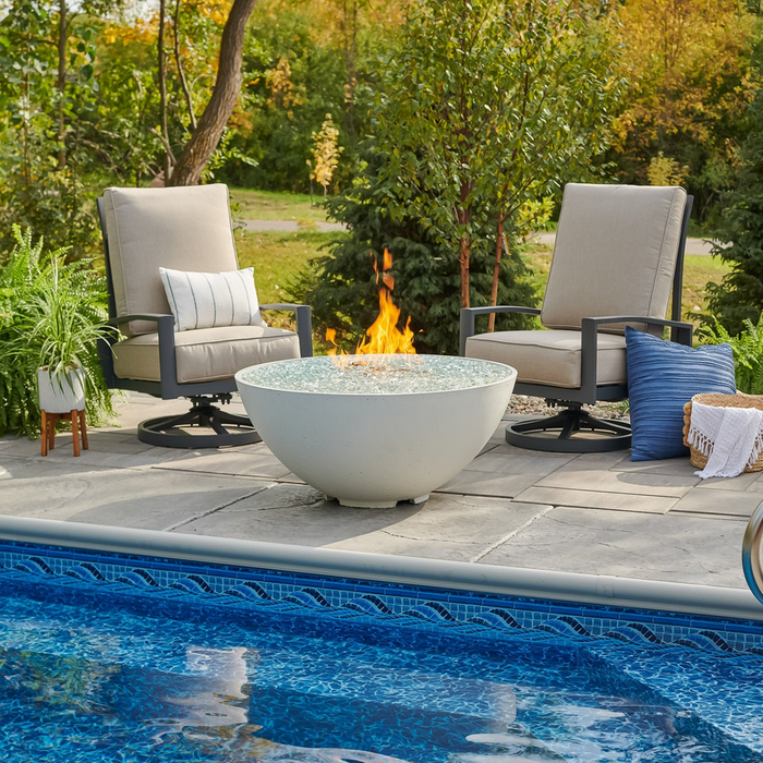 The Outdoor GreatRoom Company White Cove Edge 42" Round Gas Fire Pit Bowl - CV-30EWHT