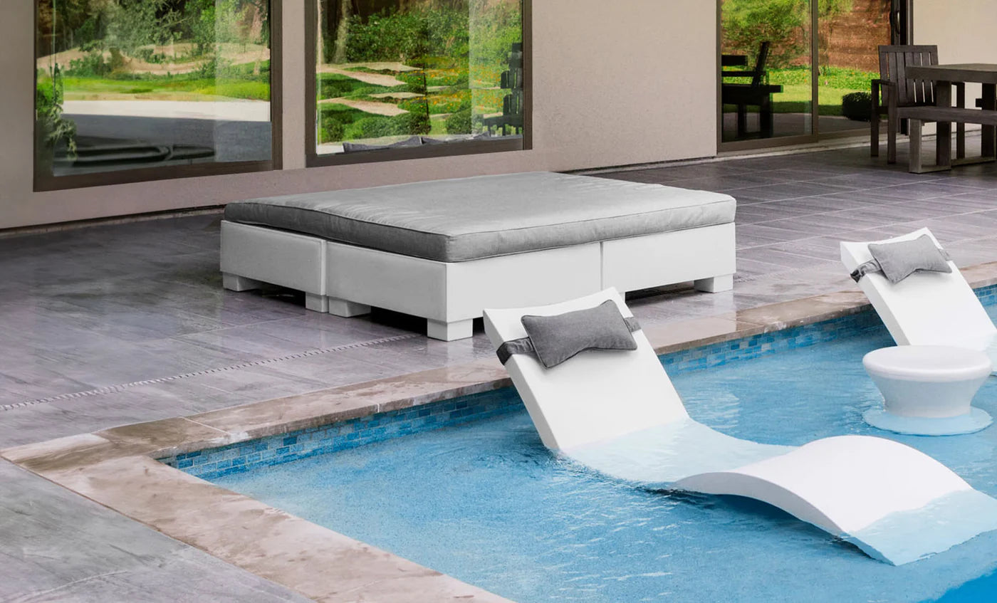 Ledge Lounger Affinity Square Sunbed with Flat Cushion (Color Options Available) - LL-AF-SB-66SQ-FC-SET-CL-STD-T16