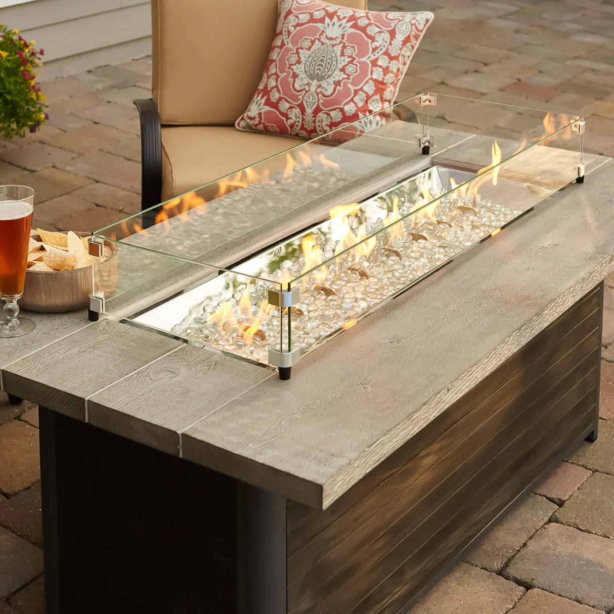 The Outdoor GreatRoom Company Cedar Ridge Linear Gas Fire Pit Table - CR-1242-K