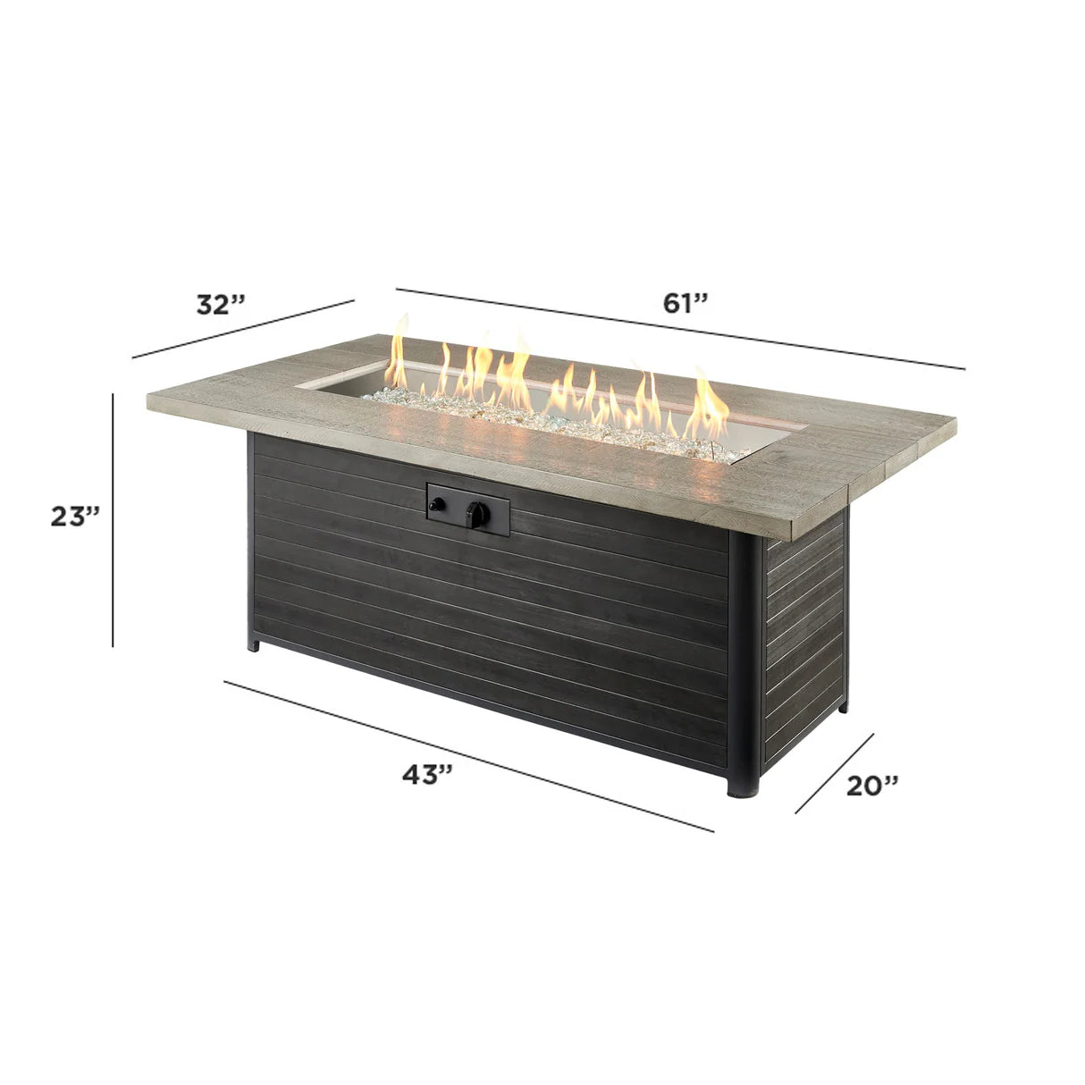 The Outdoor GreatRoom Company Cedar Ridge Linear Gas Fire Pit Table - CR-1242-K