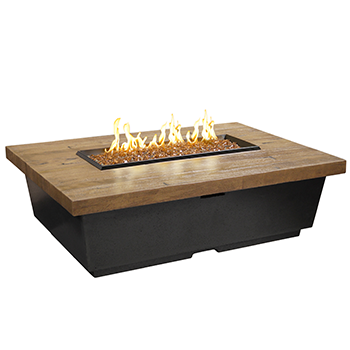 American Fyre Designs French Barrel Oak Contempo Rectangle Firetable, Natural Gas - 783-BA-FO-M4NC