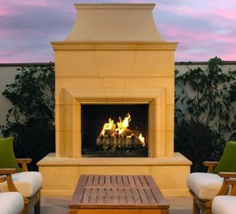 American Fyre Designs Cordova Fireplace, 110 Inch Rectangle Extended, No Recess - 022-35-N-CB-LBC