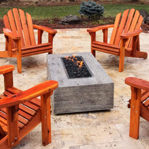 The Outdoor Plus Natural Gas Fueled 48-Inch Oak Coronado Wood Grain Fire Pit, Match Lit Ignition - OPT-COR48-OAK-NG
