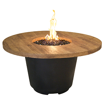 American Fyre Designs French Barrel Oak Natural Gas-Fueled Cosmo Round Firetable w/ Fyrestarter Bluetooth Control - 645-BA-FO-H2NC