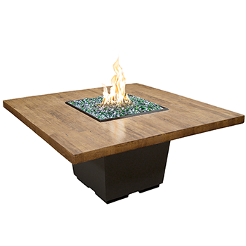 American Fyre Designs French Barrel Oak Natural Gas-Fueled Cosmopolitan Square Dining Firetable w/ Fyrestarter Bluetooth Control - 642-BA-FO-H6NC
