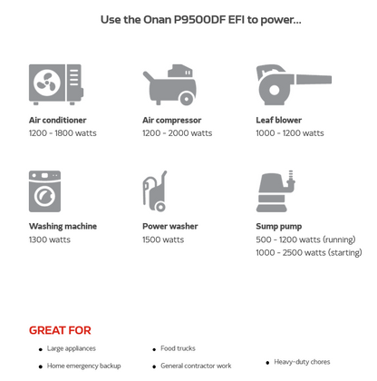 Cummins Onan P9500DF EFI Portable Generator