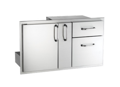 American Outdoor Grill Door with Double Drawer and Plate Storage - 18-36-SSDD
